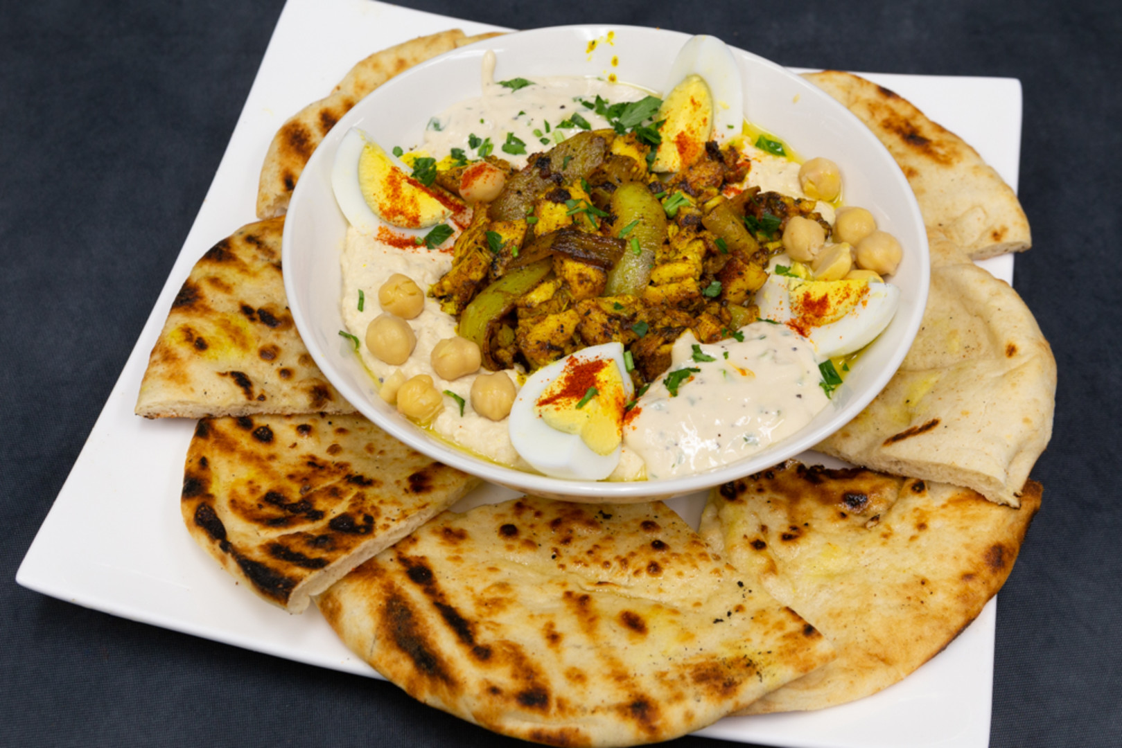 3. Mediterranean Spiced Grilled Chicken Hummus Bowl